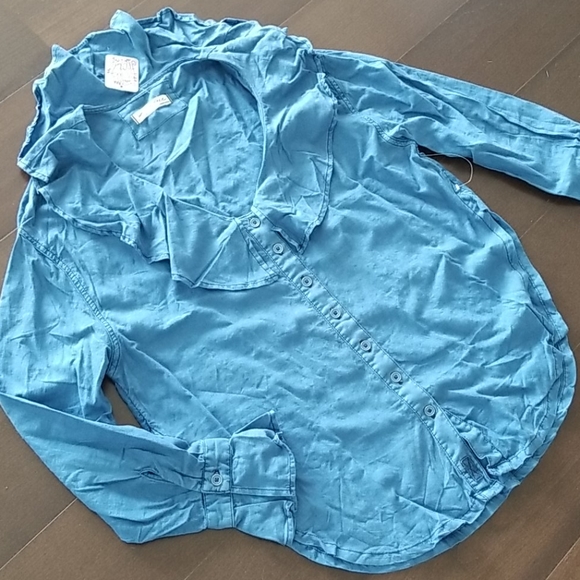 Free People Tops - 🧶Free People Blue Button Blouse